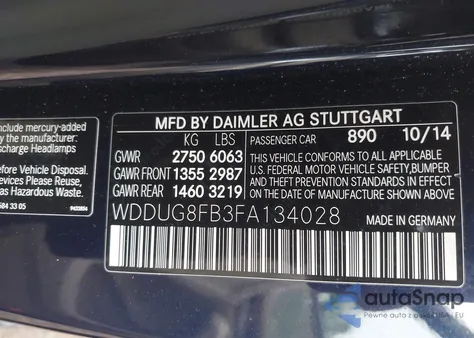 2015 Mercedes-Benz S 550 4Matic из США, поврежденный, VIN WDDUG8FB3FA134028